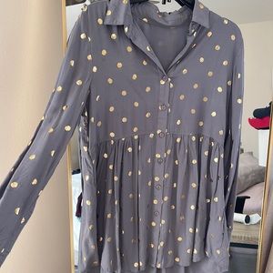 Polka dot Gold & Grey button down